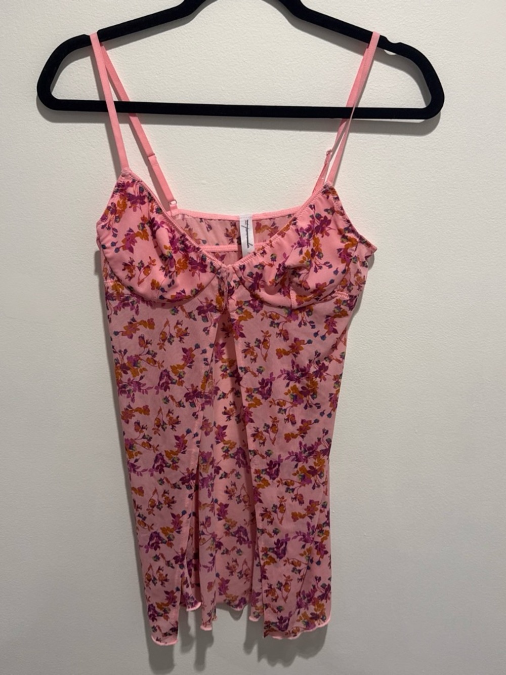 Urban Outfitters Pink Floral Satin Slip Dress